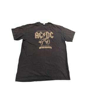 AC/DC Graphic T-Shirt Mens XL Black Good British Tour 82 Cannon Rock Band Tee